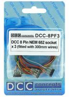 DCC-8PF3 DCC Concepts Decoder Harness 8 Pin Female (200mm) (3 Pack)