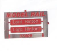 K37409 Nameplate Lord Hinton 2 nameplates made by Shawplan for Model Rail