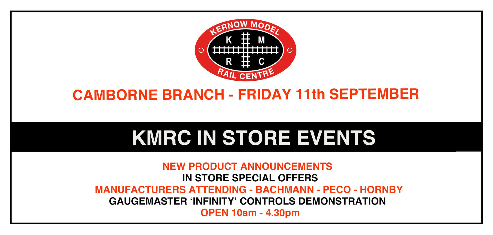 KMRC Camborne branch in store event Friday 11th September