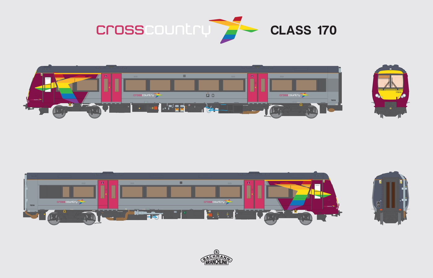 KMRC announce Exclusive Bachmann 00 gauge Class 170 in CrossCountry Trains ‘Pride’ livery.
