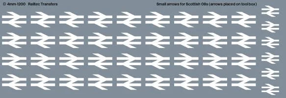 RT-4-1200 Railtec BR Double Arrows Waterslide Transfers - White