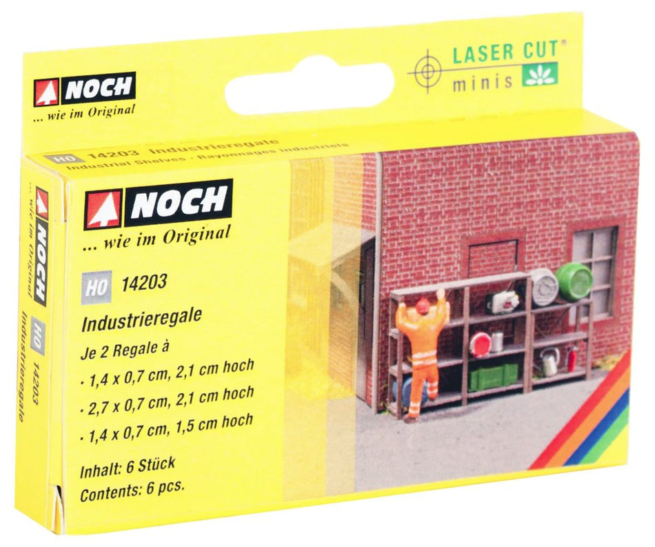 14203 Noch Industrial Shelves (6) Laser Cut Minis Kit