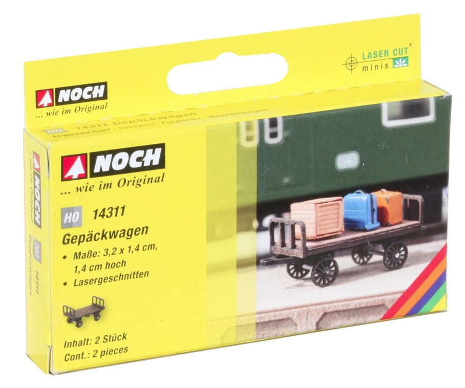14311 Noch Luggage Carts (2) Laser Cut Minis Kit
