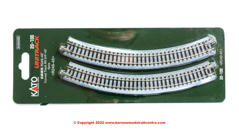 20-100 Kato Ground Level Radius 249mm Curved Track 45 Deg