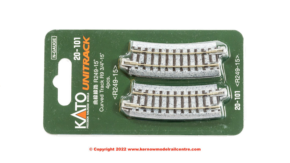 20-101 Kato Ground Level Radius 249mm Curved Track 15 Deg