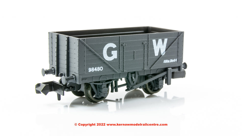 NR7000W Peco 9ft 7 Plank Open Wagon number 98480 in GWR Grey