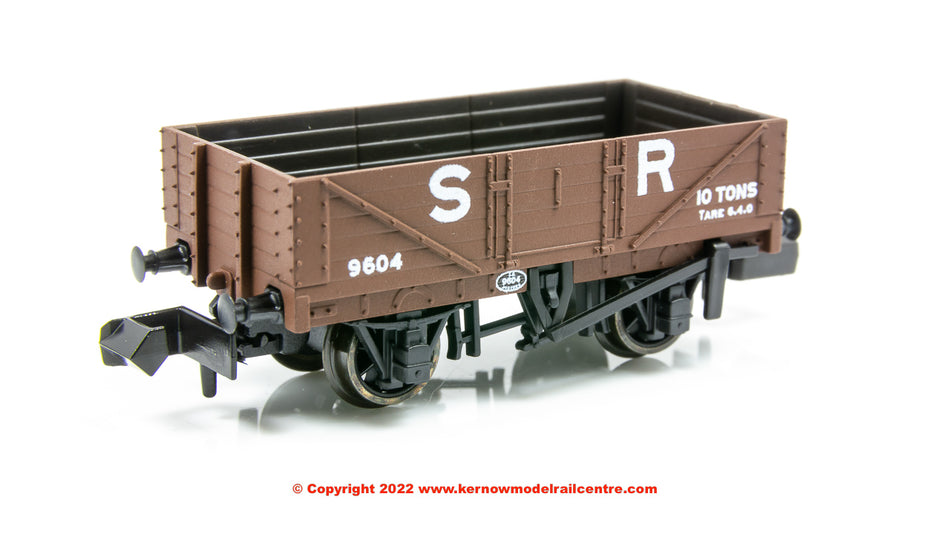 NR5002S Peco 9ft 5 Plank Open Wagon number 9604 in SR Brown