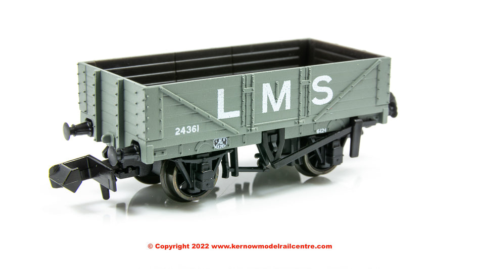 NR5003M Peco 9ft 5 Plank Open Wagon number 24361 in LMS Grey