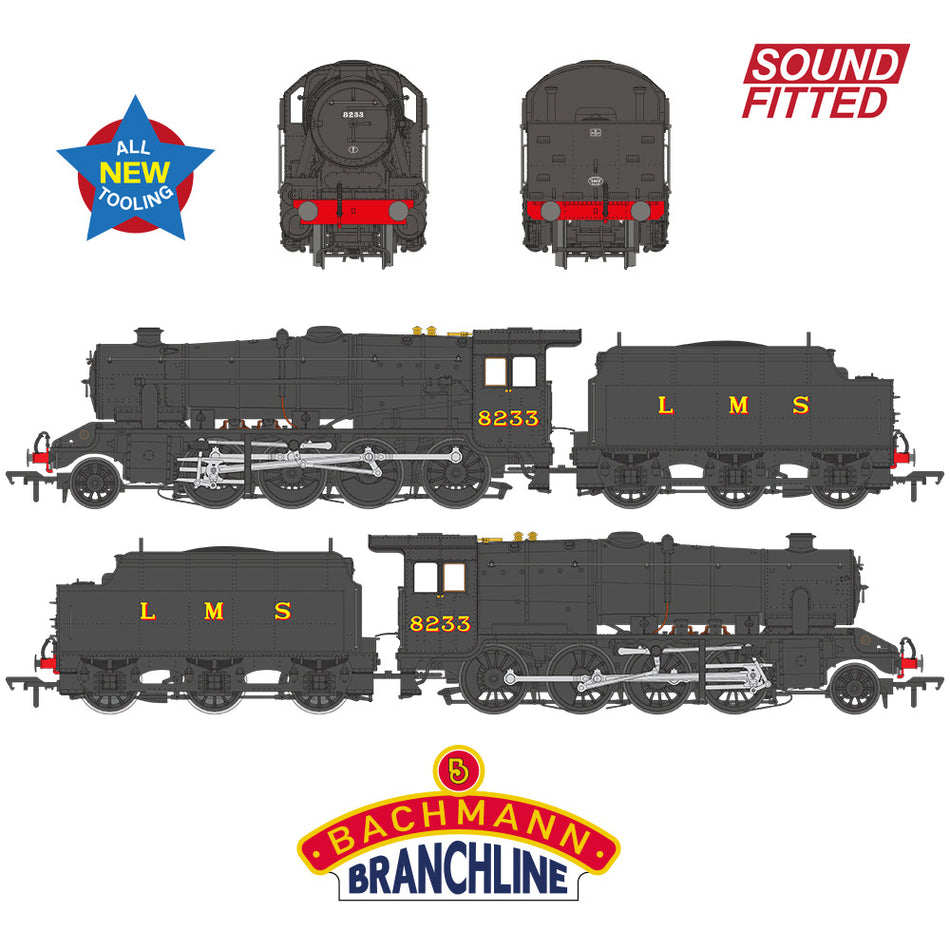 35-226SF Bachmann LMS 8F with Riveted Tender 8233 LMS Black
