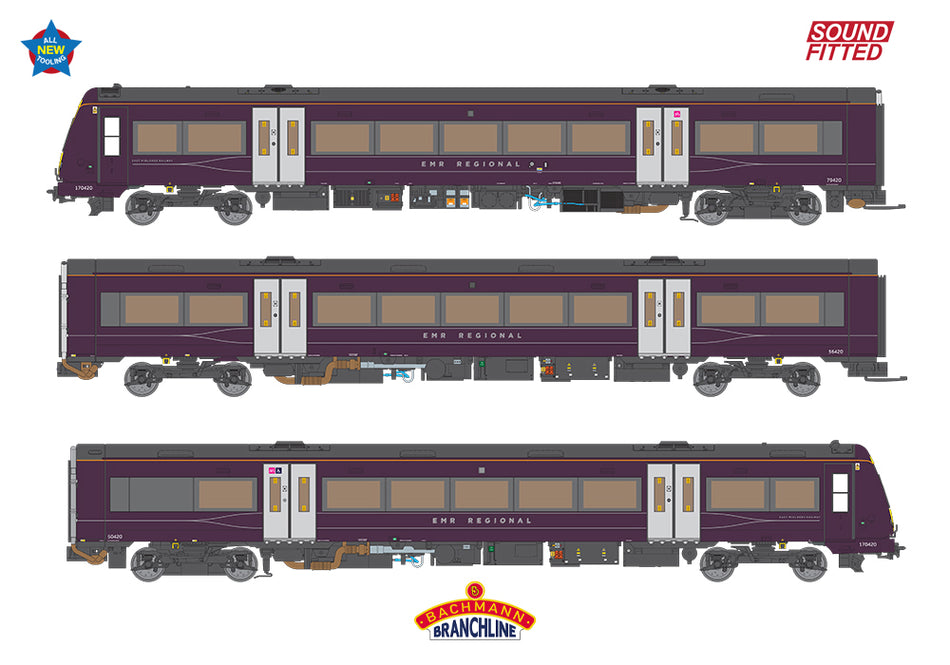 35-626SF Bachmann Class 170/4 3-Car DMU 170420 East Midlands