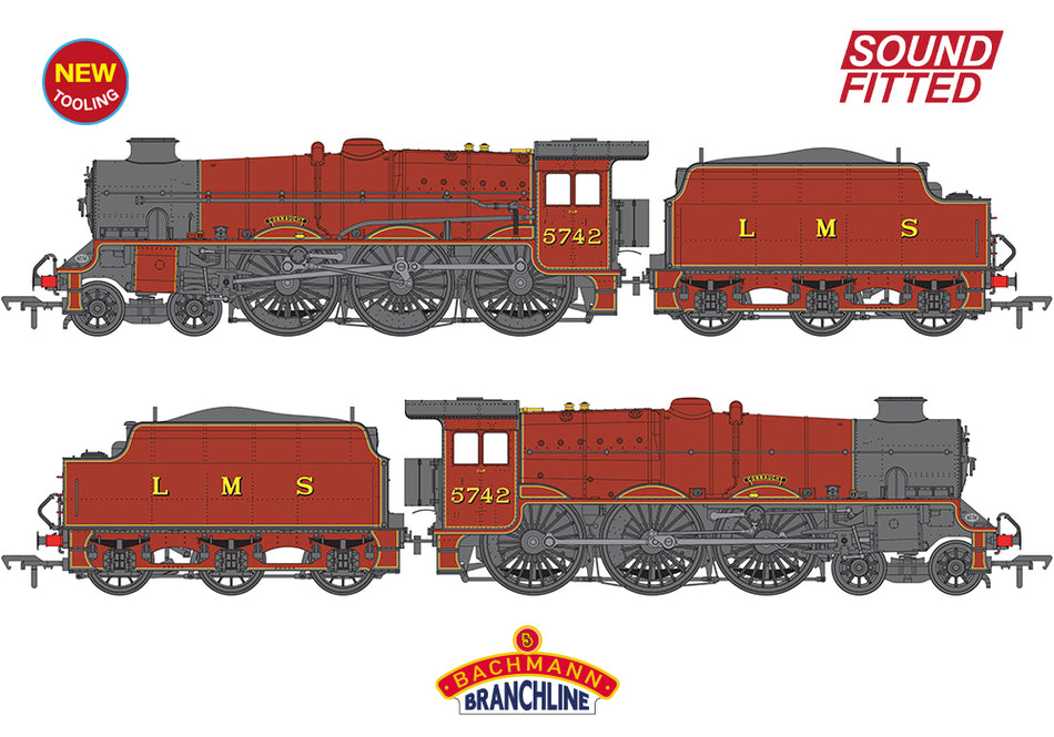35-975SF Bachmann LMS Jubliee with Double Chimney & Riveted Stan