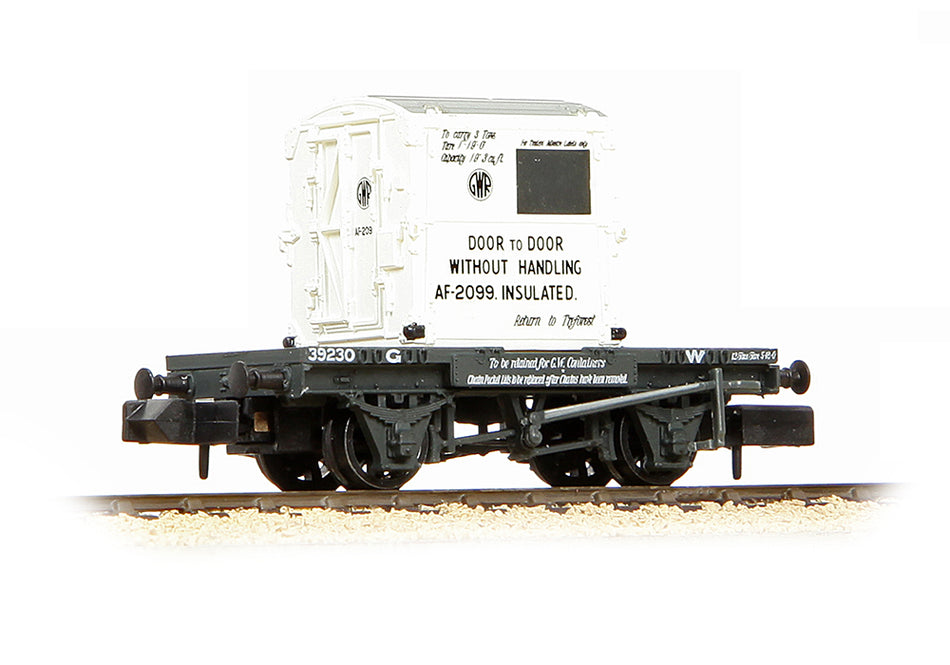 377-327B Graham Farish Conflat Wagon GWR Grey with AF Container