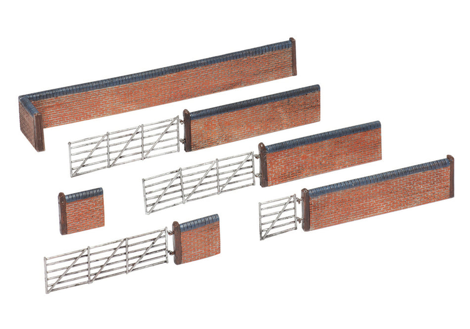 42-107 Graham Farish Scenecraft Red Brick Walls and Gate