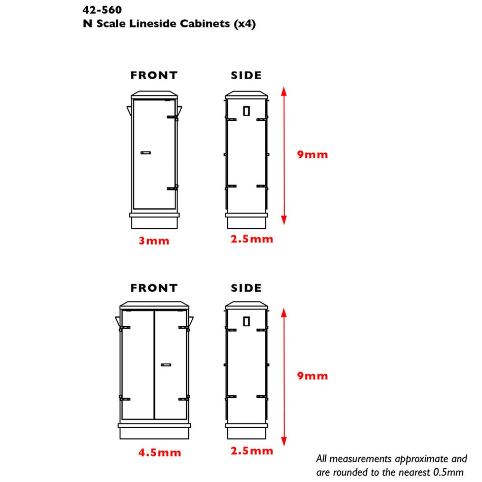 42-560 Graham Farish Scenecraft Lineside Cabinets (x4)