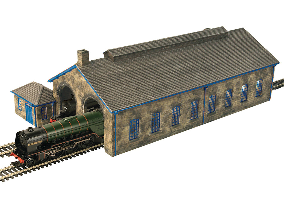 44-0157B Bachmann Scenecraft Two Road Stone Engine Shed - Blue
