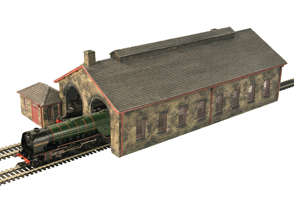 44-0157R Bachmann Scenecraft Two Road Stone Engine Shed - Red