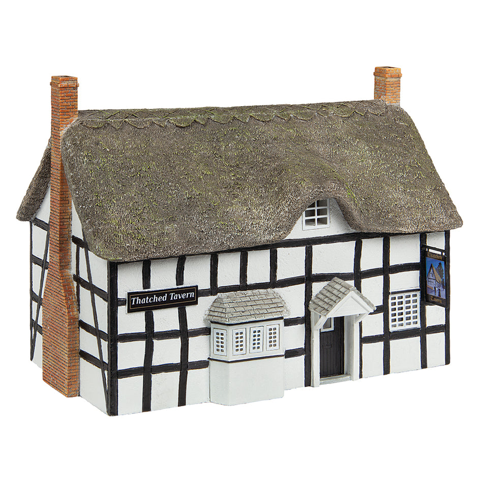 44-1002W Bachmann Scenecraft Thatched Tavern Black & White
