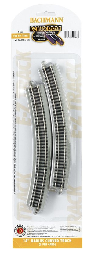 44853 Bachmann 14in. Radius Curved Track (6/Card)