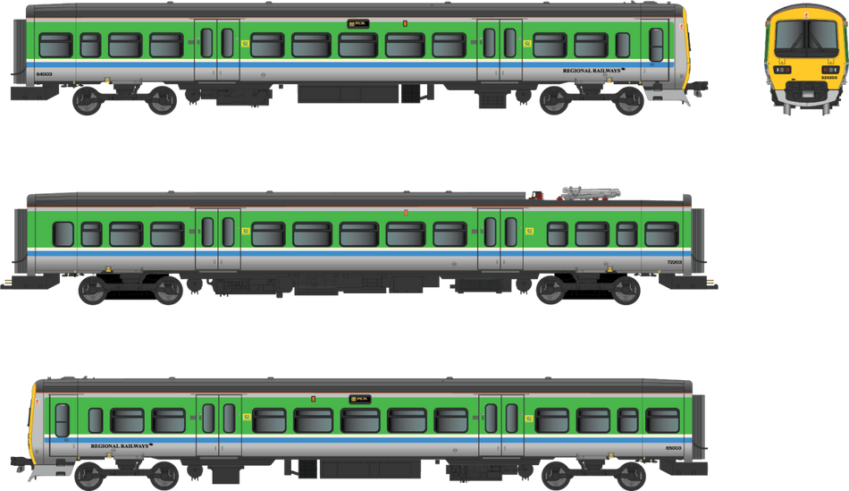 4D-323-001D Dapol Class 323 3 Car EMU - 323203 RR Centro