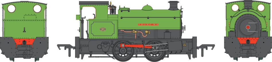 4S-024-011S Dapol HL 0-4-0 No.4 FD & EC Green Lined Black
