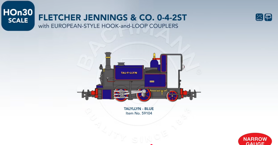 59104 Bachmann 0-4-2ST Talyllyn Loco Fletcher Jennings & Co