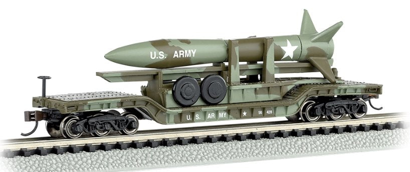 71396 Bachmann 52ft Center Depressed Flat Car Military Missile