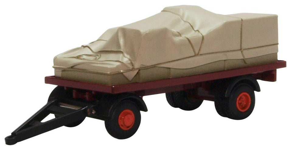 76CTR002 Oxford Diecast Showground Canvassed Trailer Maroon Red