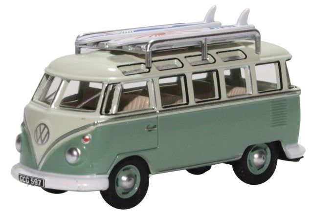 76VWS005 Volkswagen T1 Samba Bus/Surfboards Turquoise/Blue White