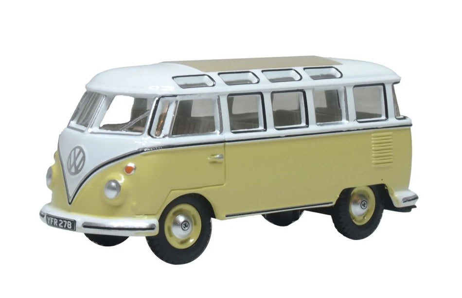 76VWS014 Oxford Diecast VW T1 Split Screen Samba Bus Yellow/Whit