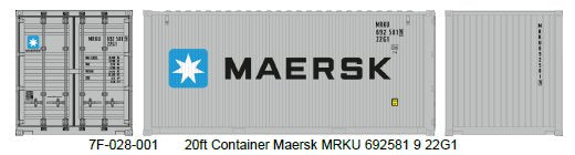 7F-028-001 Dapol 20ft Container Maersk MRKU 692581 9 22G1