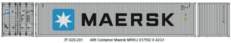 7F-028-201 Dapol 40ft Container Maersk MRKU 017592 8 42G1