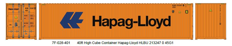 7F-028-401 Dapol 40ft High Cube Container Hapag-Lloyd