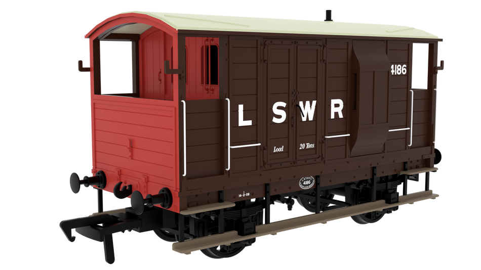 820002 Rapido LSWR/WD 20T Brake Van - No. 4186 LSWR Brown