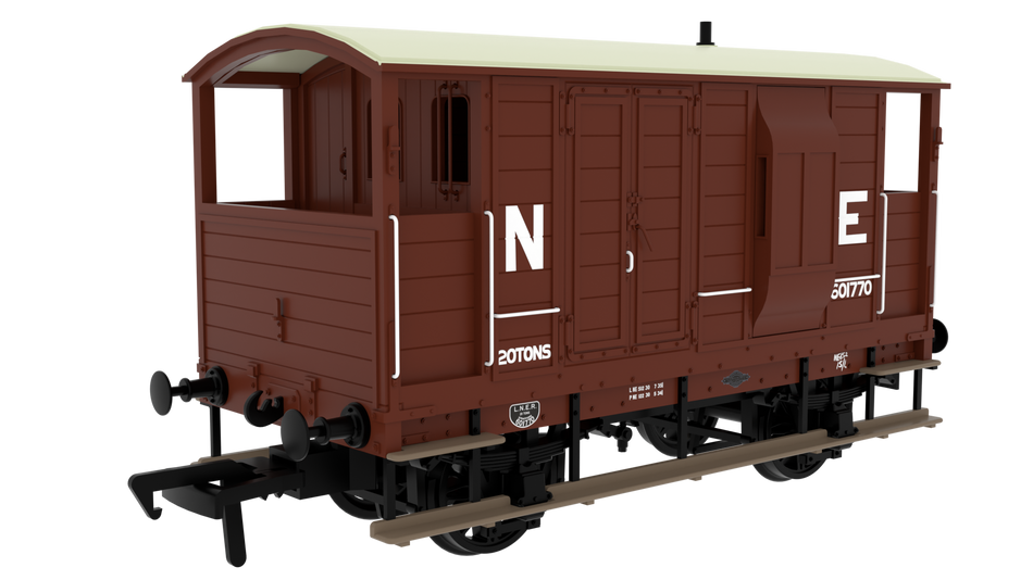 820011 Rapido LSWR/WD 20T Brake Van - No. 601770 LNER Oxide (pre