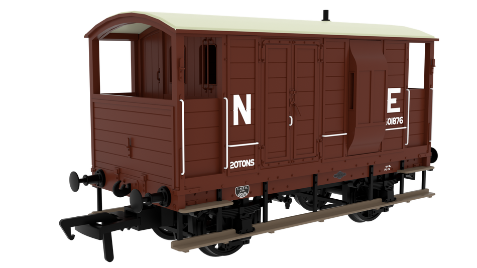 820012 Rapido LSWR/WD 20T Brake Van - No. 601876 LNER Oxide (pre