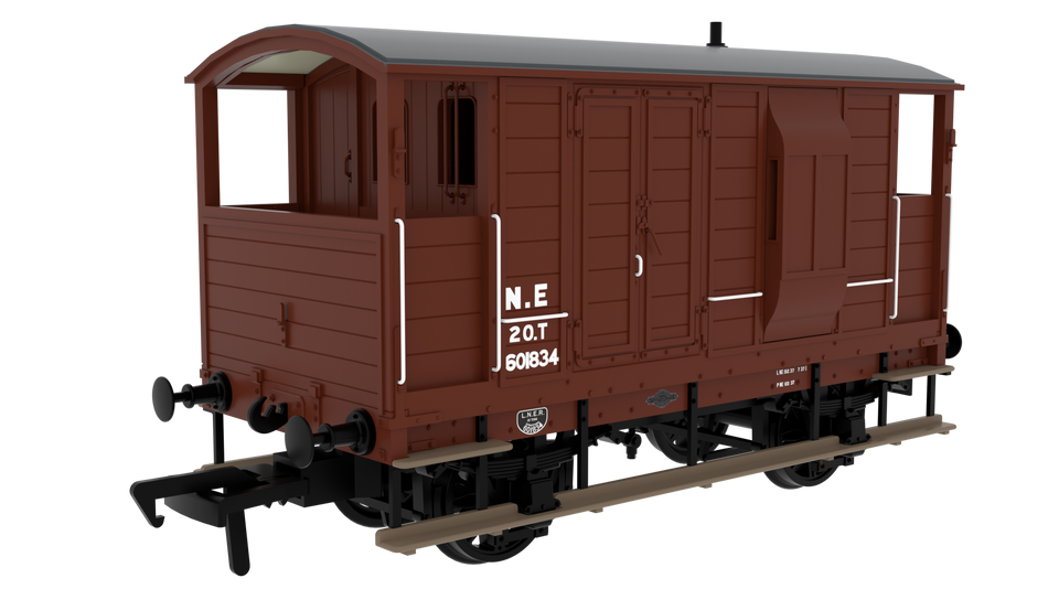 820016 Rapido LSWR/WD 20T Brake Van - No. 601834 LNER Oxide (pos