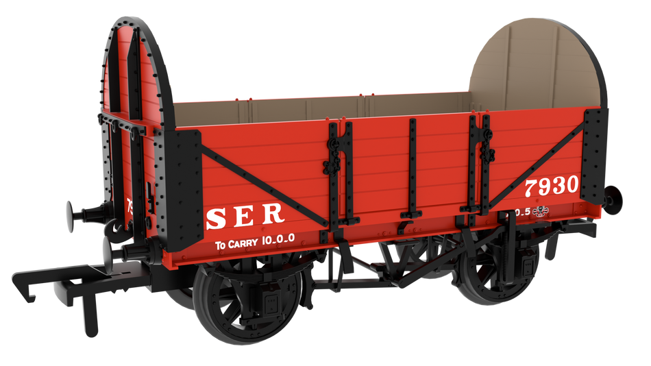 824001 Rapido SER/SECR 5-plank 10 ton open - SER Red No. 7930