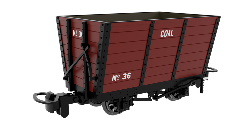 833005 Rapido 009 Wooden Hopper - Red 'Coal' No. 36