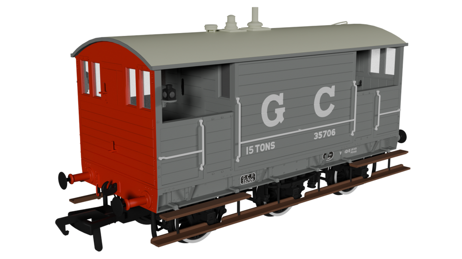 975001 Rapido GCR 15T 6 Wheel Brake Van number 35706 - GC Grey