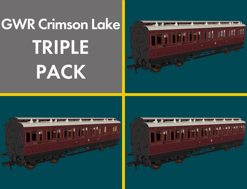 978247 Rapido GWR Lined Crimson Lake Evo Non-Corridor Park