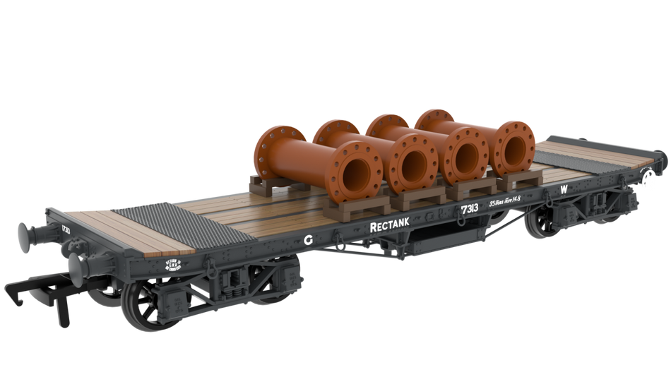 985007 Rapido WD 35T Rectank No.17313 - GWR Grey (Pipe Load)