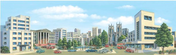 SK17 Peco Scene Large Background - Large City Centre