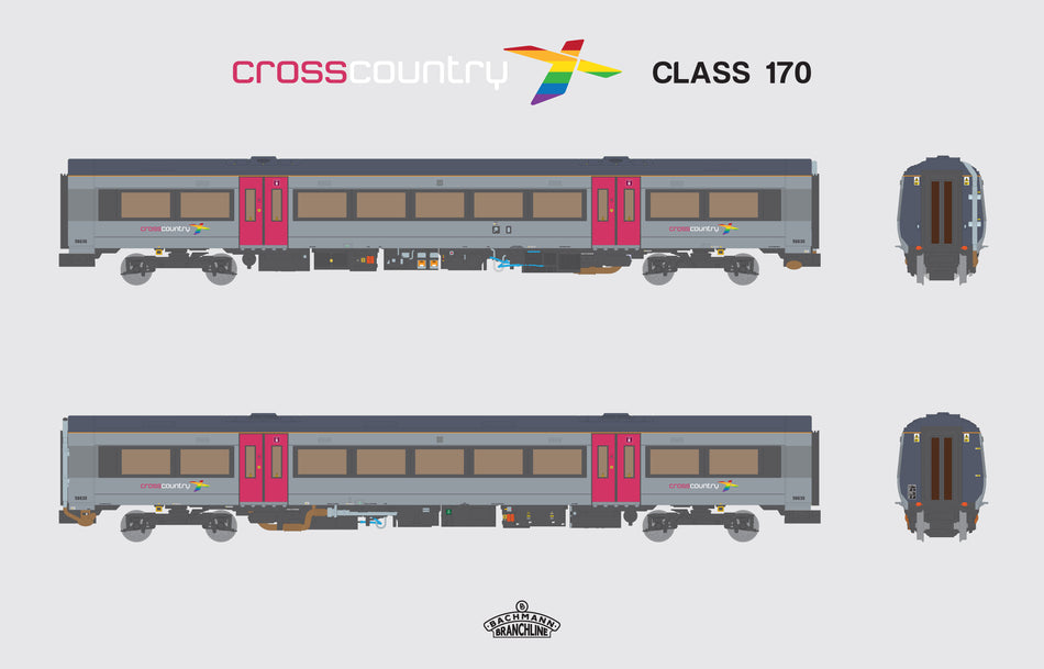 35-627Z Bachmann Class 170/4 3-Car DMU 170618 CrossCountry Pride