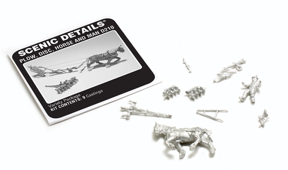 D210 Woodland Scenics Plough, Furrow, Horse and Man Set
