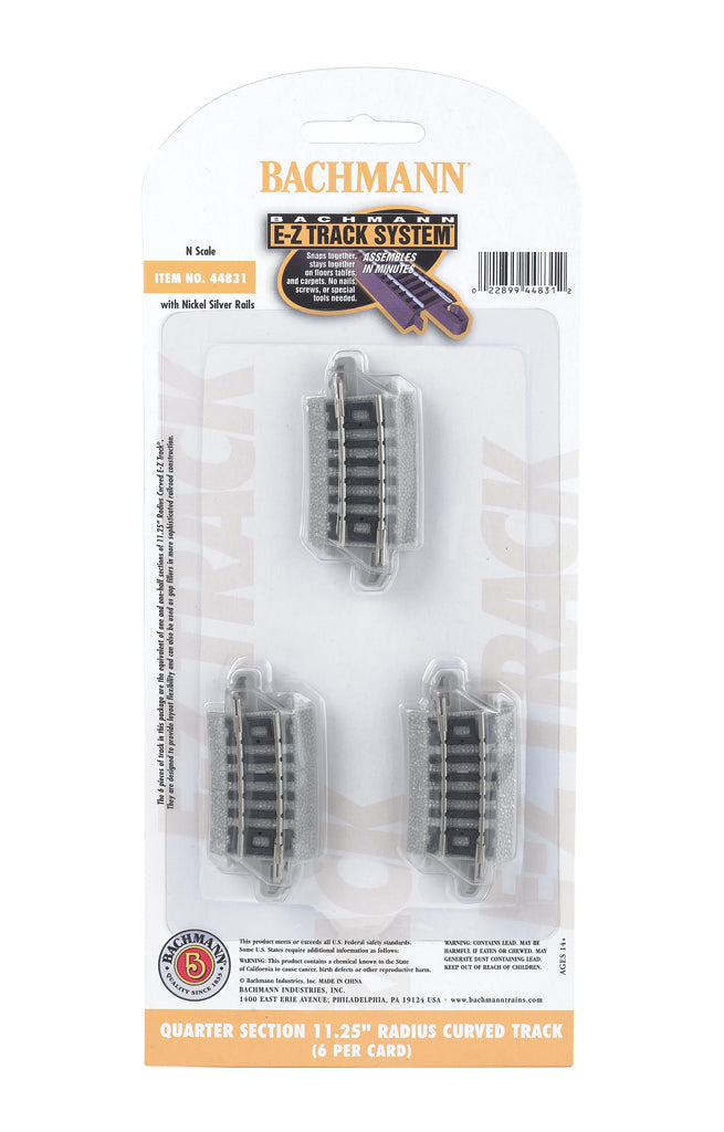 44831 Bachmann Nickel Silver Quarter Section 11.25in. Radius