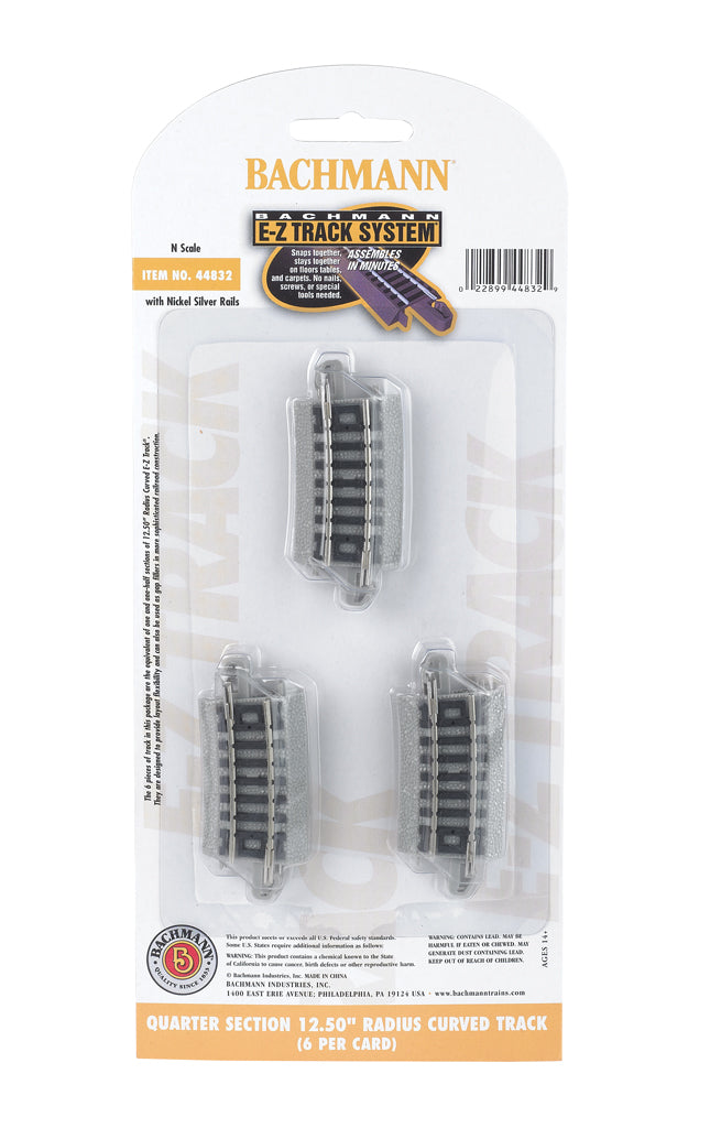 44832 Bachmann Nickel Silver Quarter Section 12.50in. Radius