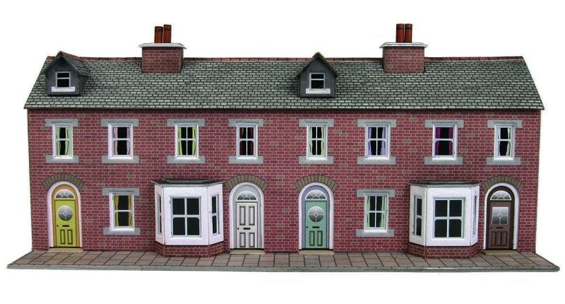 PN174 Metcalfe Low Relief Terraced House Fronts kit - Red Brick