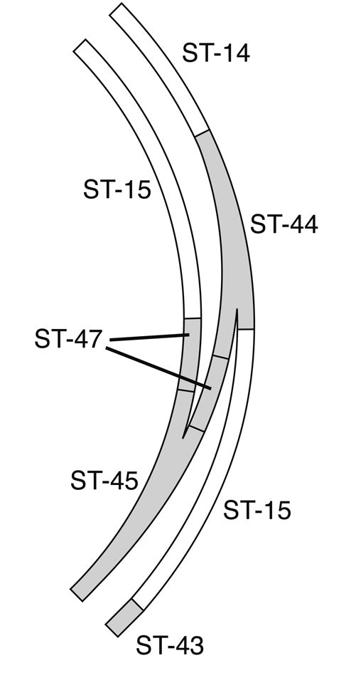 ST44 Peco Setrack Curved Right Hand Turnout