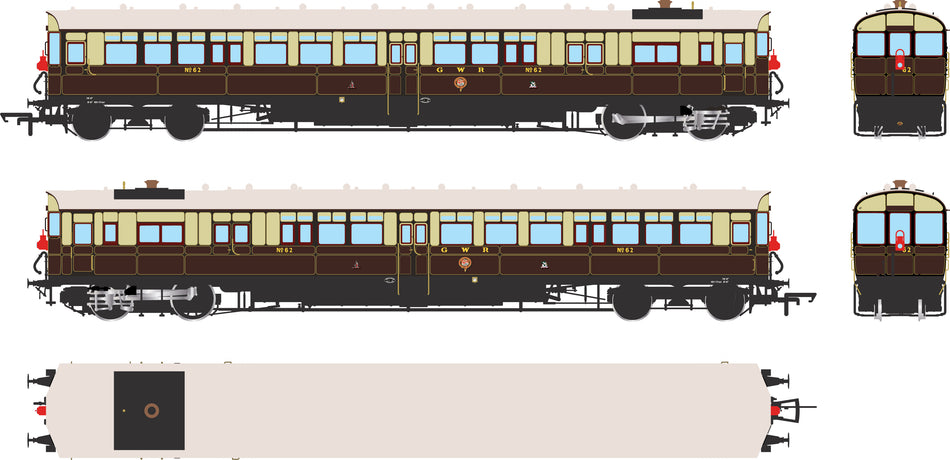 K2306 GWR Steam Railmotor Diagram O number 62 in GWR Fully Lined Chocolate and Cream livery