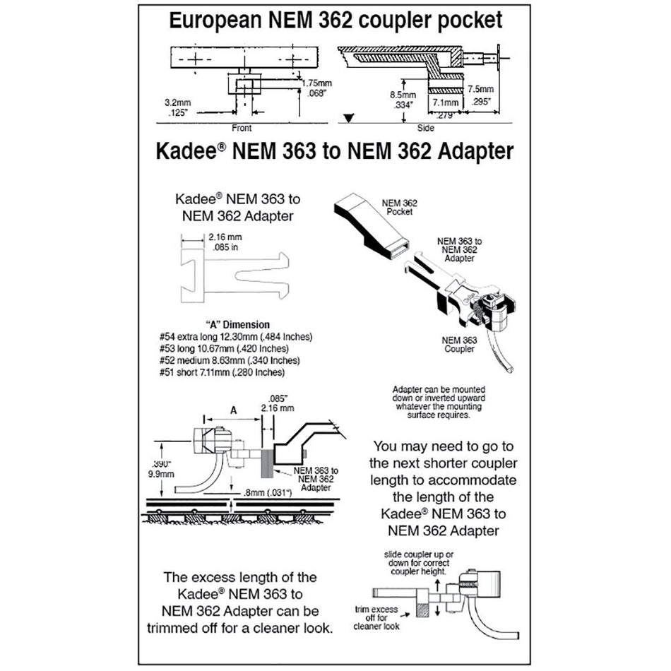51 Kadee NEM 363 European-Style Couplers Short (7.11mm)